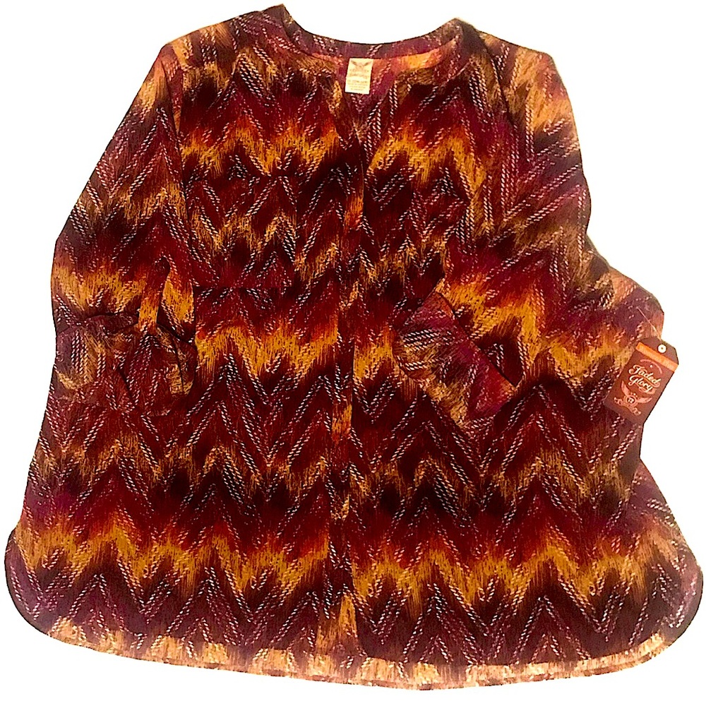 Faded Glory Colorful Purple and Yellow 3XL Tunic 2-pocket Button Up NWT